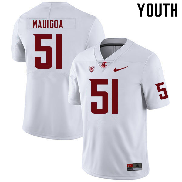Youth #51 Francisco Mauigoa Washington State Cougars College Football Jerseys Sale-White - Click Image to Close